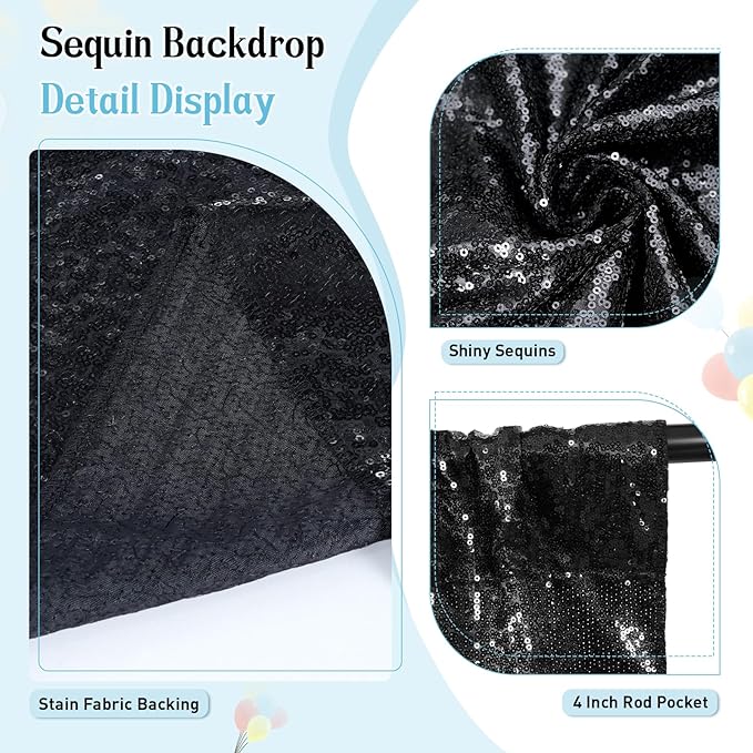 SquarePie Sequin Backdrop Less See Through Thick Stain Background Glitter Cur...