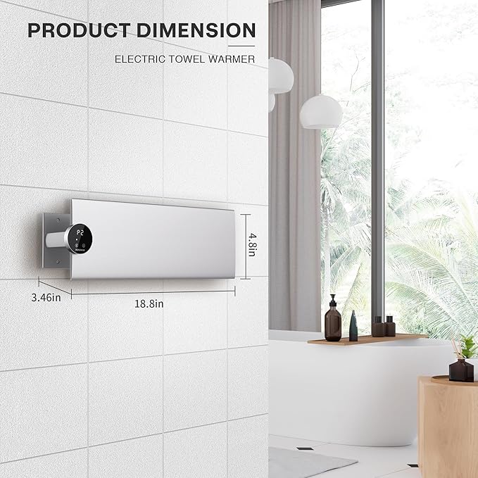K&KALONZO Electric Towel Warmer, 18.8" W x 4.8" H Wall-Mounted Towel Heater - Image 6