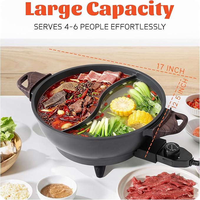 TWIN™ Electric Hot Pot with Divider | PFAS-Free Ceramic Nonstick Pot | EvenHeat - Image 8