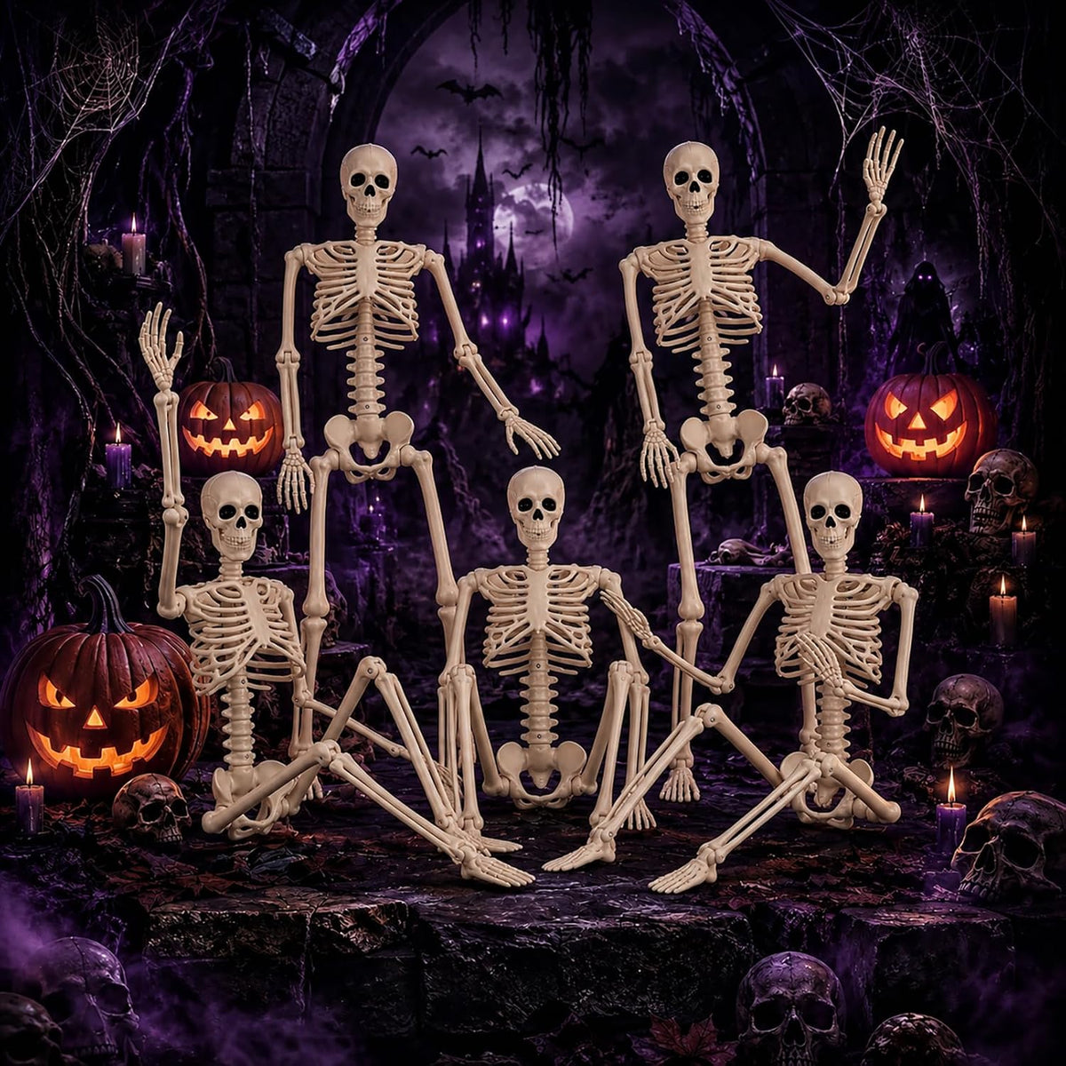Abakuku 2 Pack 36" Halloween Skeleton Decorations,Human Bones for Hallow...