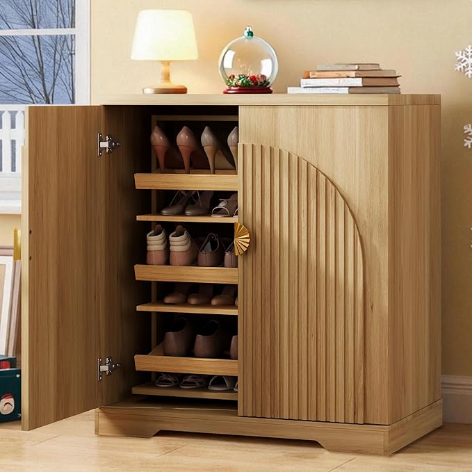 Vlsrka Shoe Cabinet Storage for Entryway, 6-Tier Rotating Shoe Organizer Cabinet - Image 8