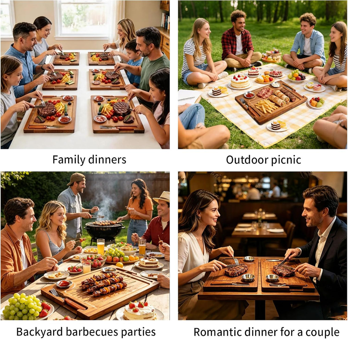 Acacia Wooden Steak Board Set Carnivore Cutting Board Plate for Eating