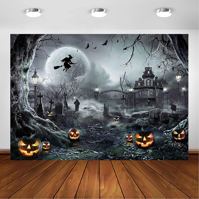 Avezano 10x7ft Gray Halloween Backdrop Spooky Photography Background
