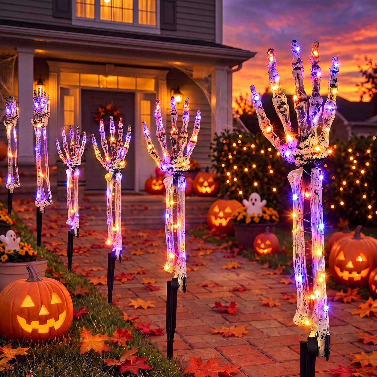 Solar Halloween Yard Decorations 10 Light up Skeleton Arms 500 LEDs 8 Modes