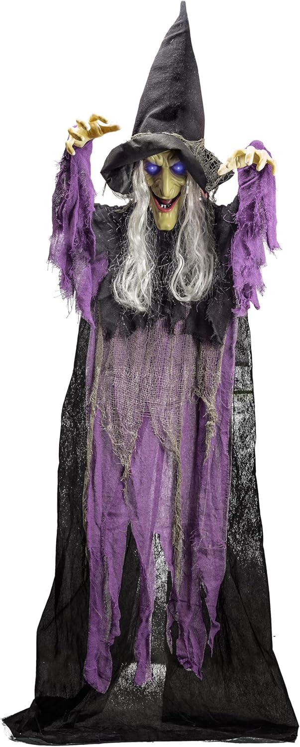 JOYIN 72โ Halloween Hanging Witch Decorations Outdoor, Flying Talking Ghost D...