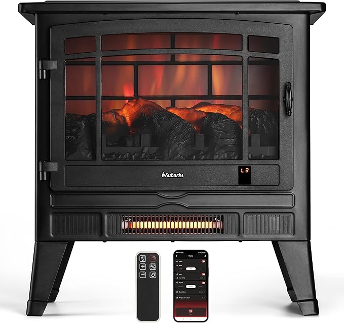 TURBRO Suburbs 25" WiFi Electric Fireplace Infrared Heater - Image 7