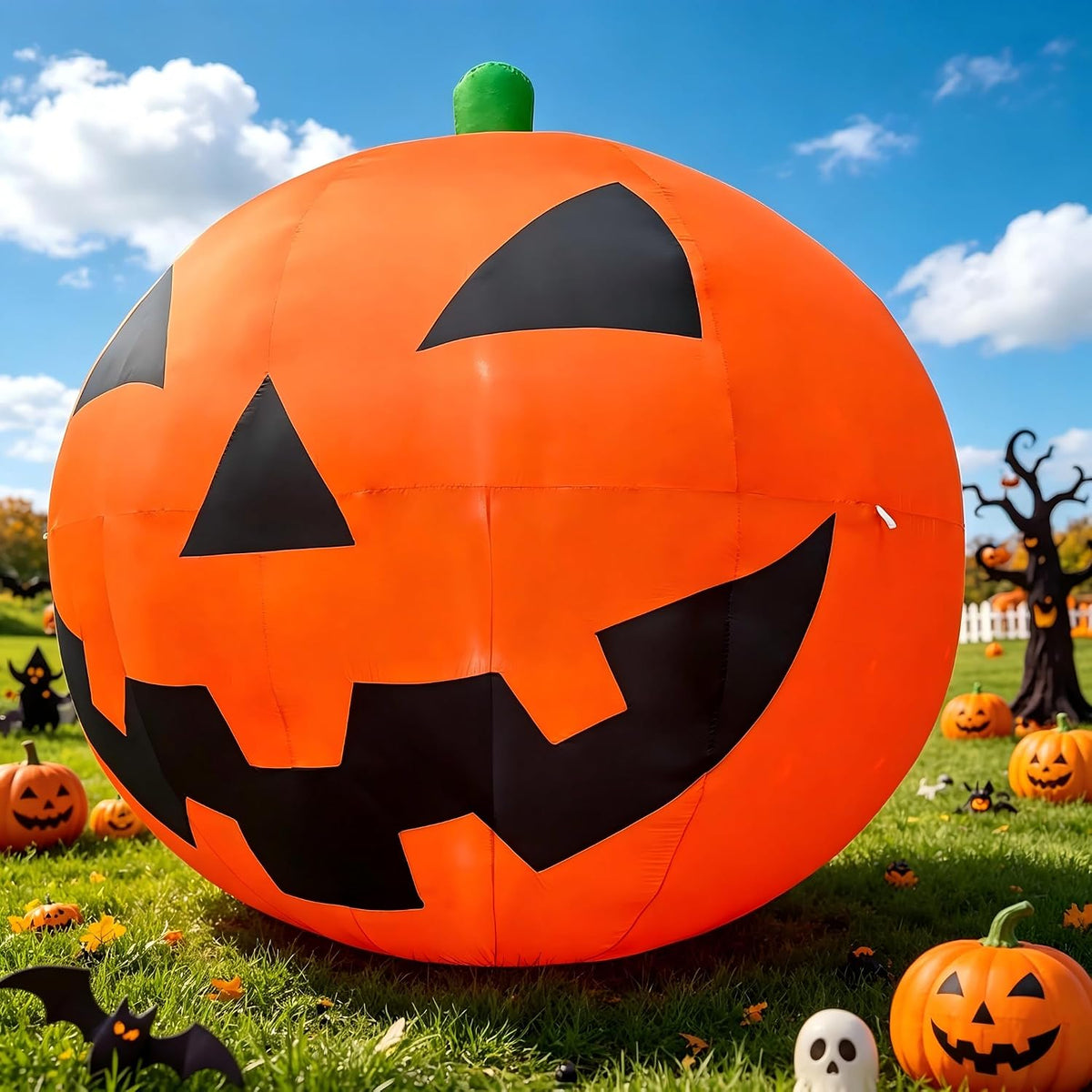10.2 FT Halloween Giant Inflatable Pumpkin, Blow Up LED Light Pumpkin Hallowe...