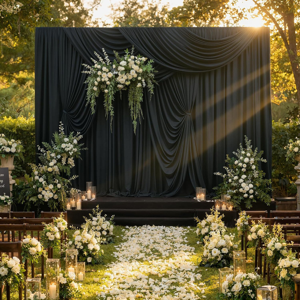 20x10FT Black Backdrop Curtains, Polyester Back Drop for Halloween