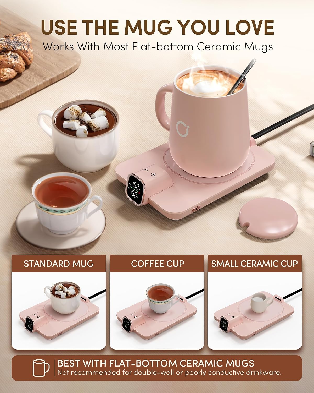 Coffee Cup Warmer & IKAGO Mug Set, 1โ Precise Temp Control Mug Warmer