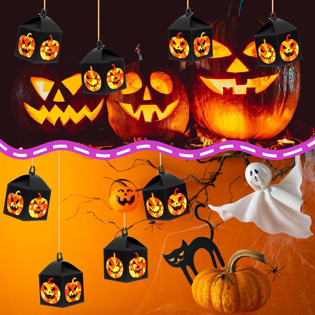 Simgoing 12 Sets Halloween Jack-O-Lantern Crafts Tissue Paper Crafts Kits