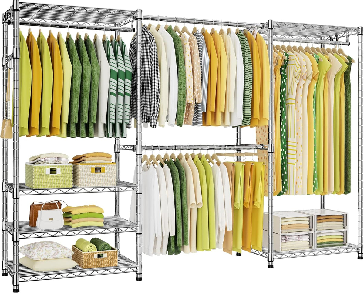 Ulif E1 Heavy Duty Closet Garment Rack, 6 Tiers Adjustable Clothing Storage