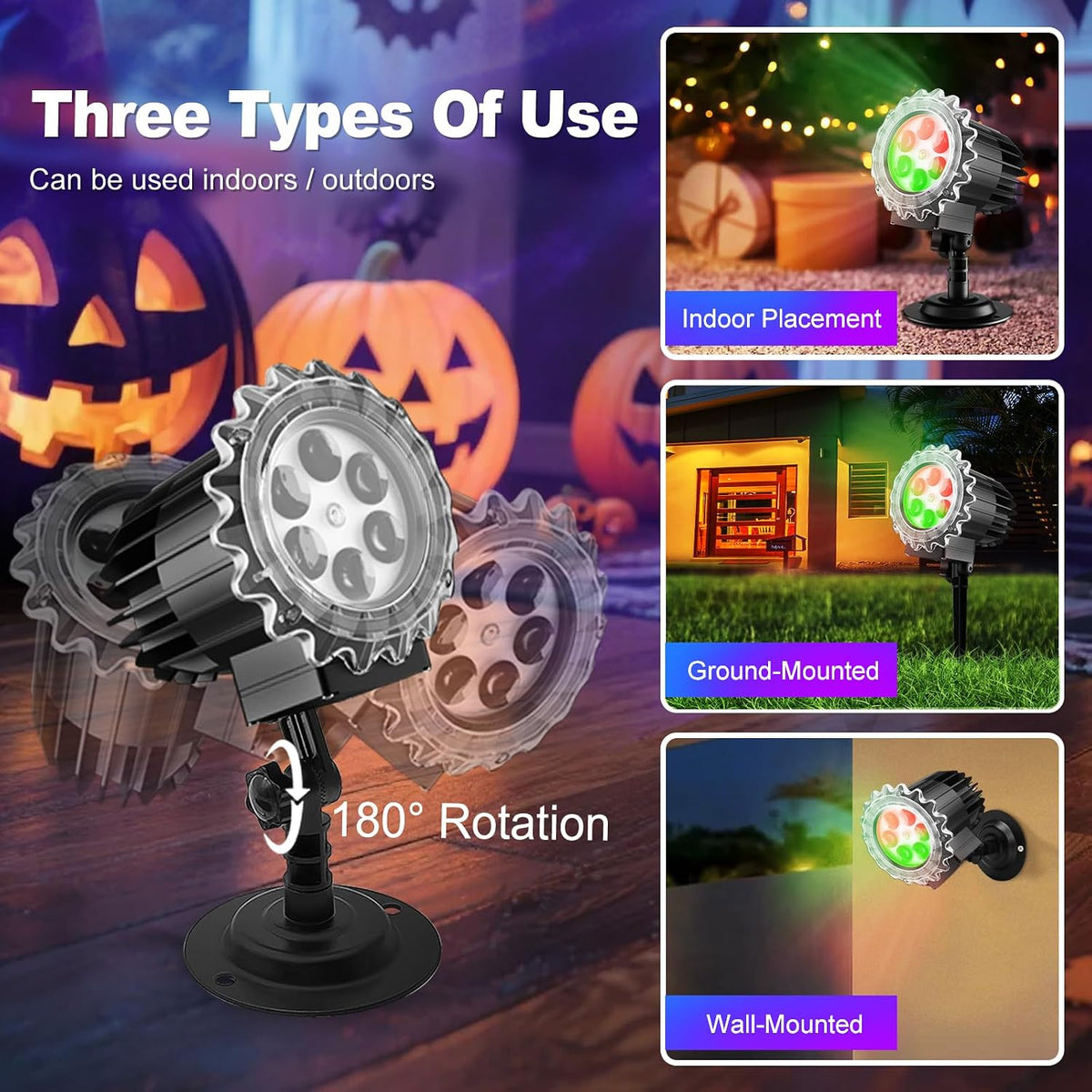 Matekxy Halloween Projector Lights Outdoor, 2025 Upgraded 3D Brighter Green&a...