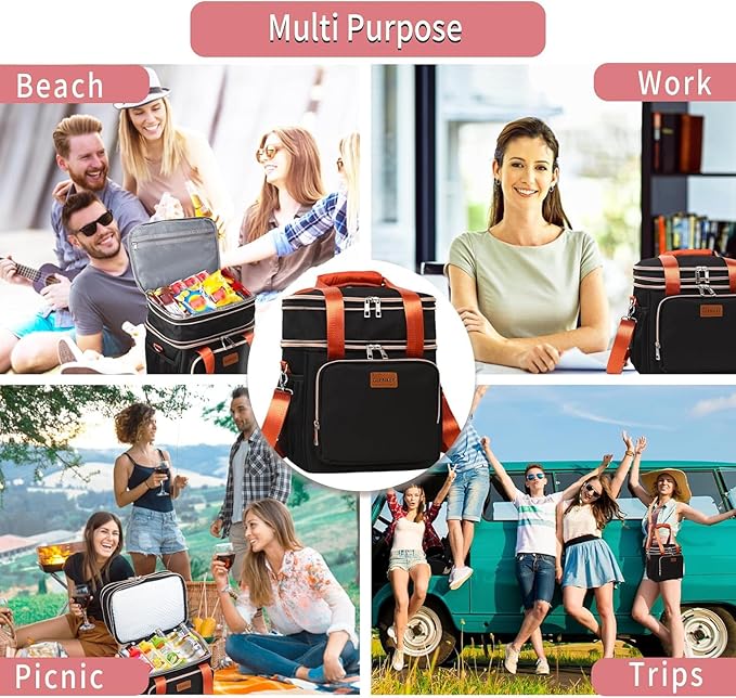 Expandable Insulated Lunch Box for Women Men, Double Deck Large Lunch Bag Tote - Image 7