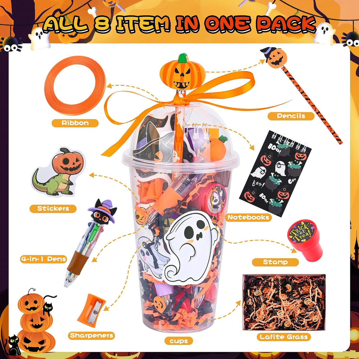 LiYiQ 24 Set 247 Pcs Halloween Party Favors Return Gifts for Party, Student S...