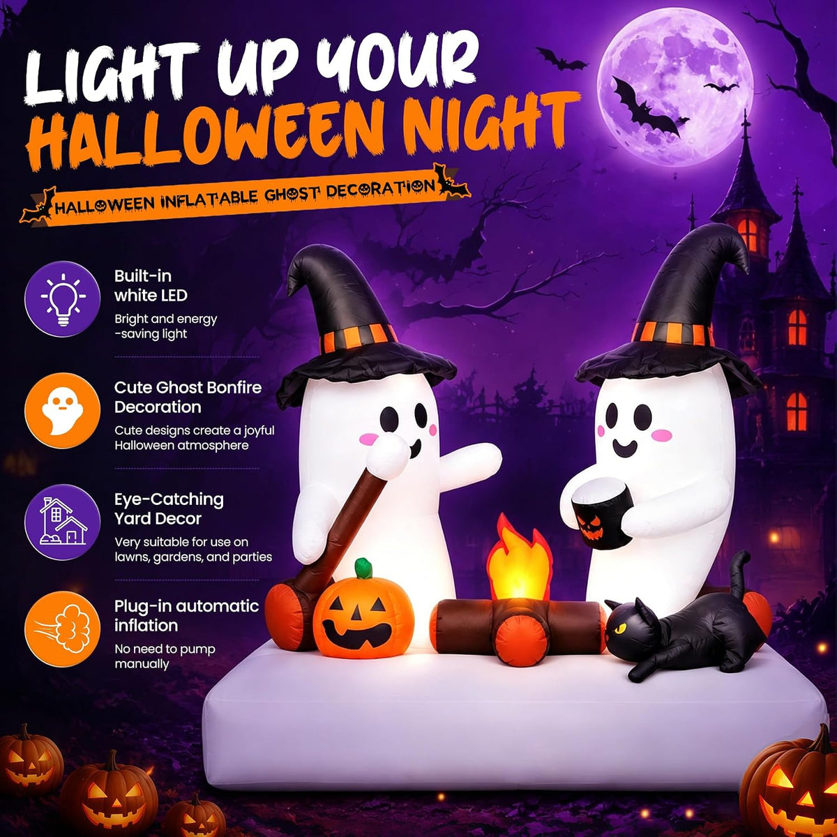 Halloween Inflatables Outdoor Decorations, 5.5FT Blow Up Yard Decorations Twi...