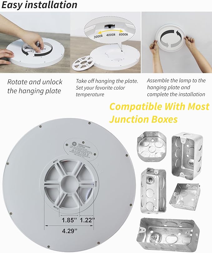 4pack 12 Inch Flush Mount Ceiling Light, 24w Led Ceiling Light, - Image 7