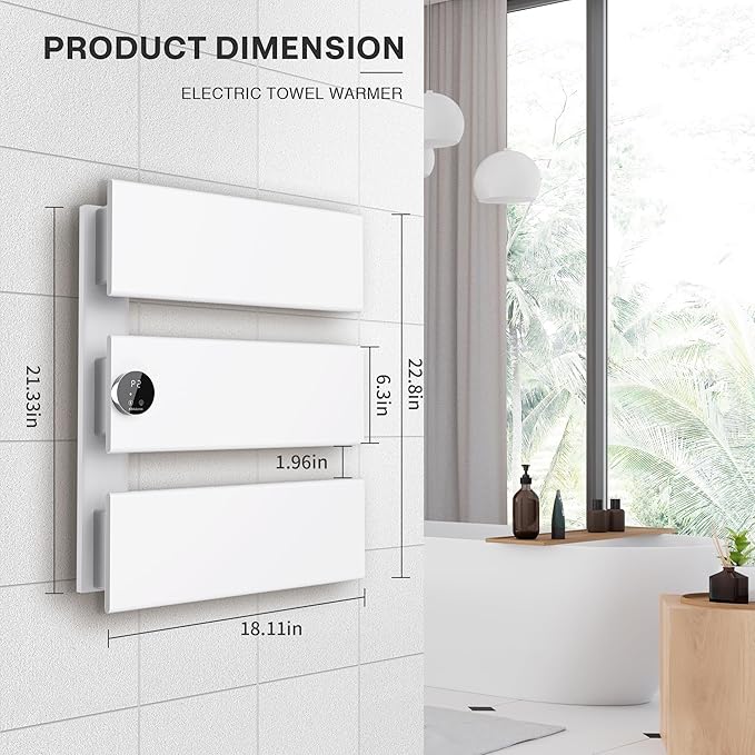 K&KALONZO Electric Towel Warmer, 18.35" W x 22.8" H Wall-Mounted Towel Heater - Image 7