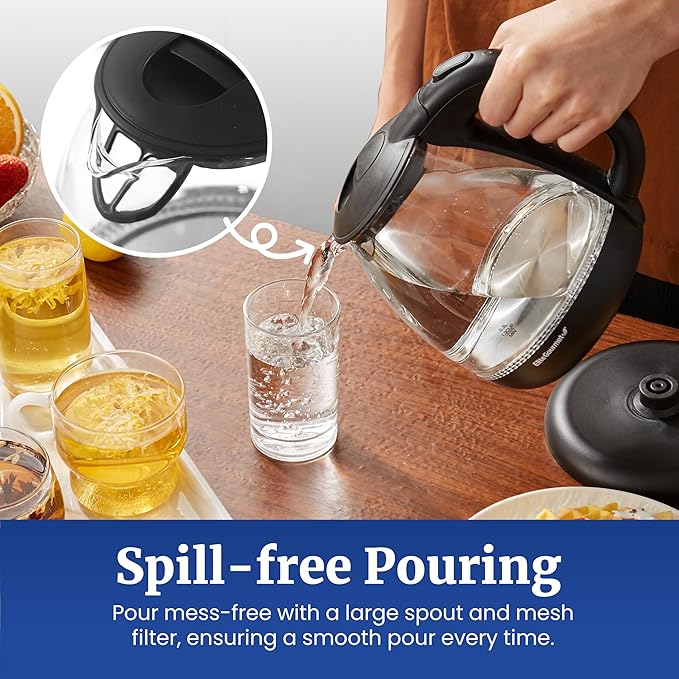 Elite Gourmet EKT1001B Electric 1.0L BPA-Free 1100W Glass Kettle Cordless 360° - Image 7