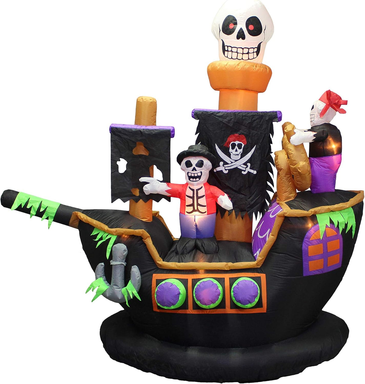 7 FT Halloween Inflatable Skeletons Ghosts on Pirate Ship