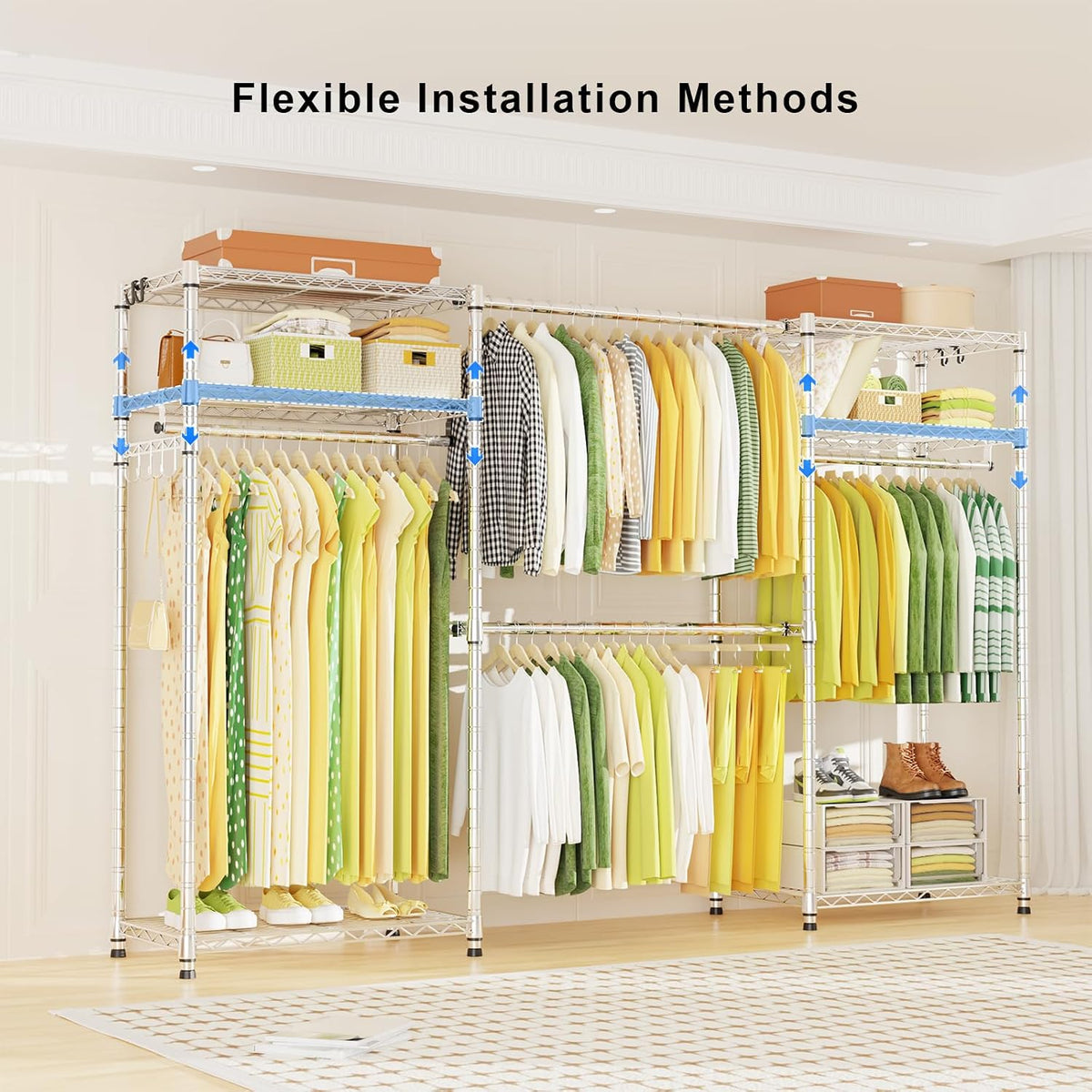 Ulif E1 Heavy Duty Closet Garment Rack, 6 Tiers Adjustable Clothing Storage