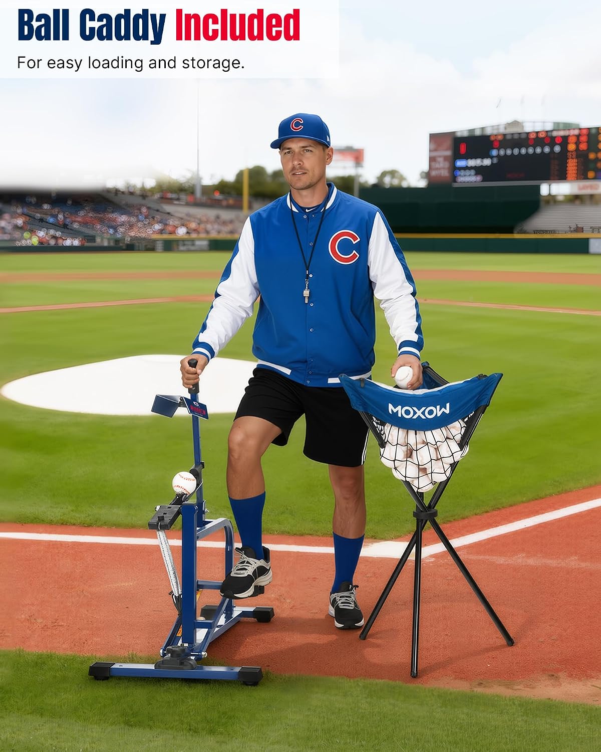 MOXOW Sagitta Manual Baseball & Softball Pitching Machine with Ball Caddy...