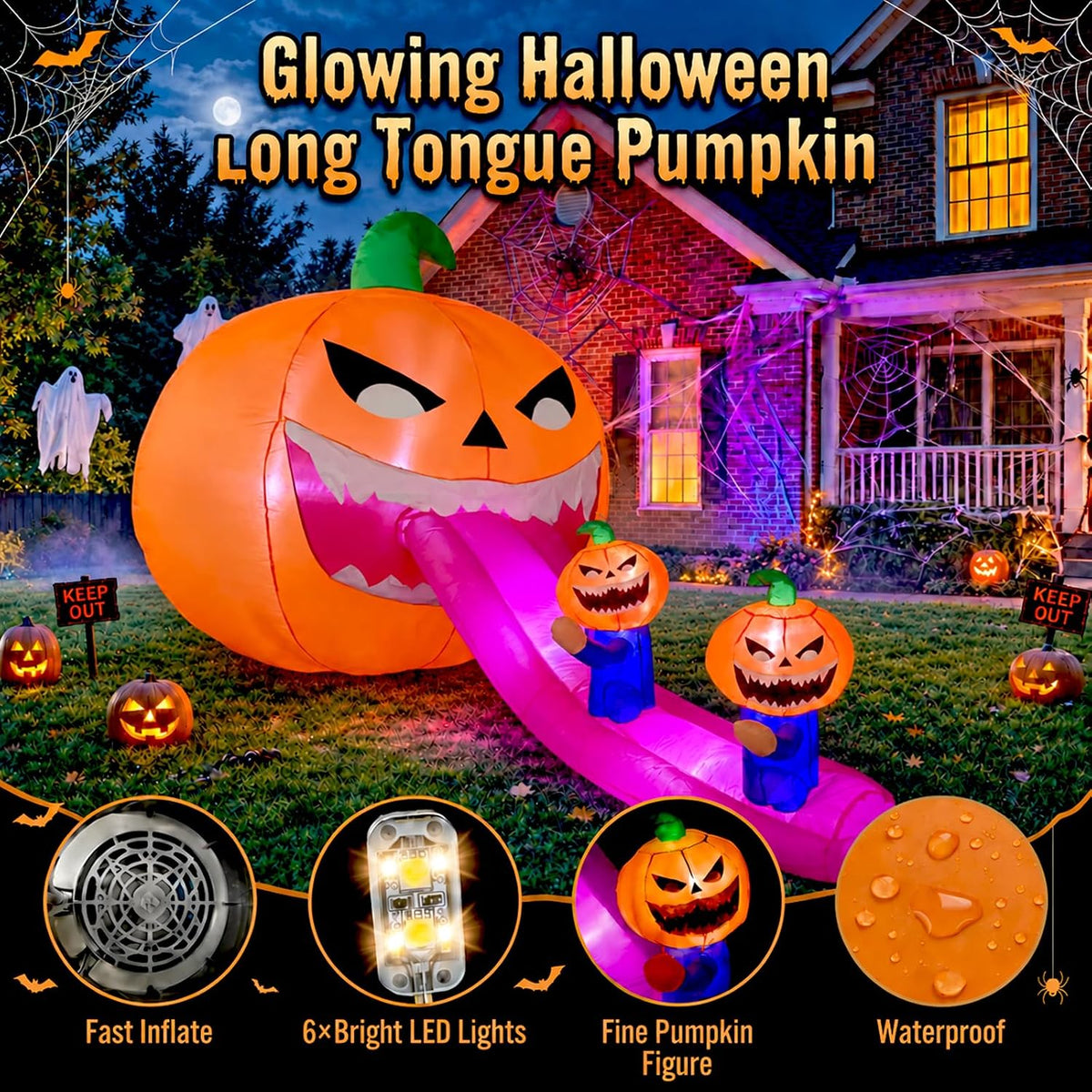9FT Halloween Inflatables Pumpkin Outdoor Decorations, Blow Up Inflatable Gia...