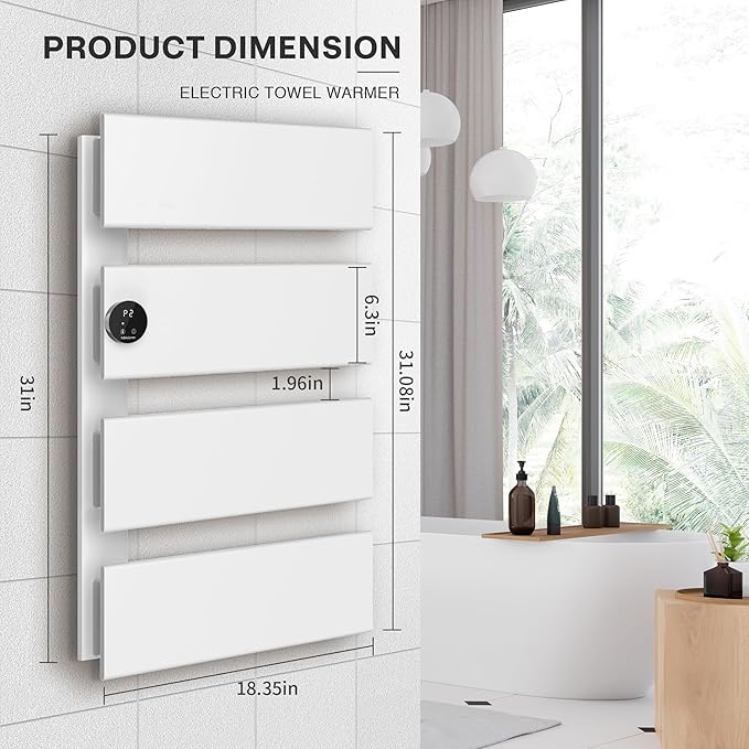 K&KALONZO Electric Towel Warmer, 18.35" W x 31" H Wall-Mounted Towel Heater - Image 7