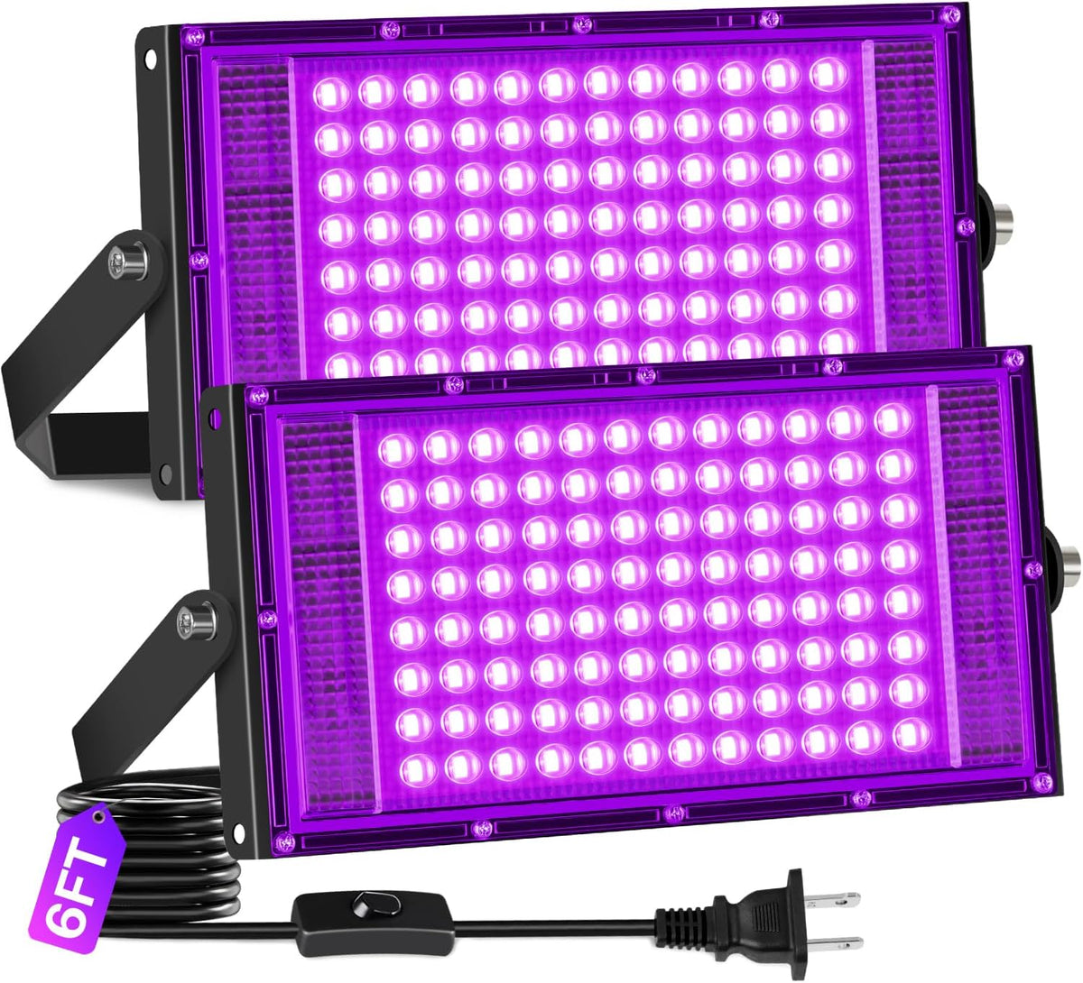 2 Pack 100W Black Light IP66, Powerful Blacklight for Halloween Glow Party