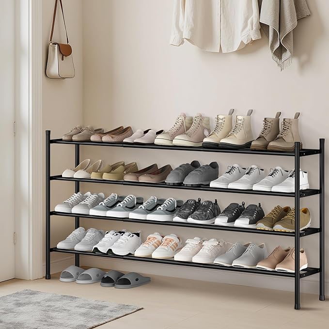 STORAGE MANIAC Long Expandable Shoe Rack, 24 Pairs Metal Wide Stackable Shoe - Image 7