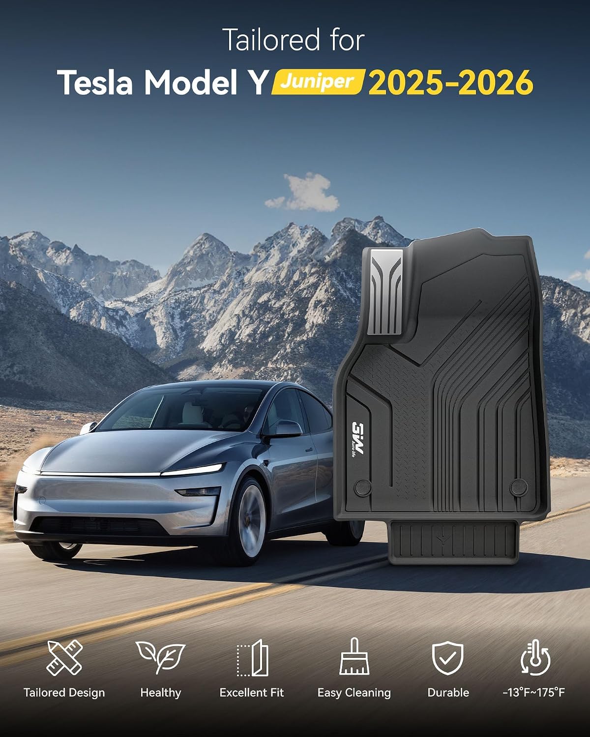 3W 2025 2026 2027 Tesla Model Y Juniper Only for 5 Seat Floor Mats