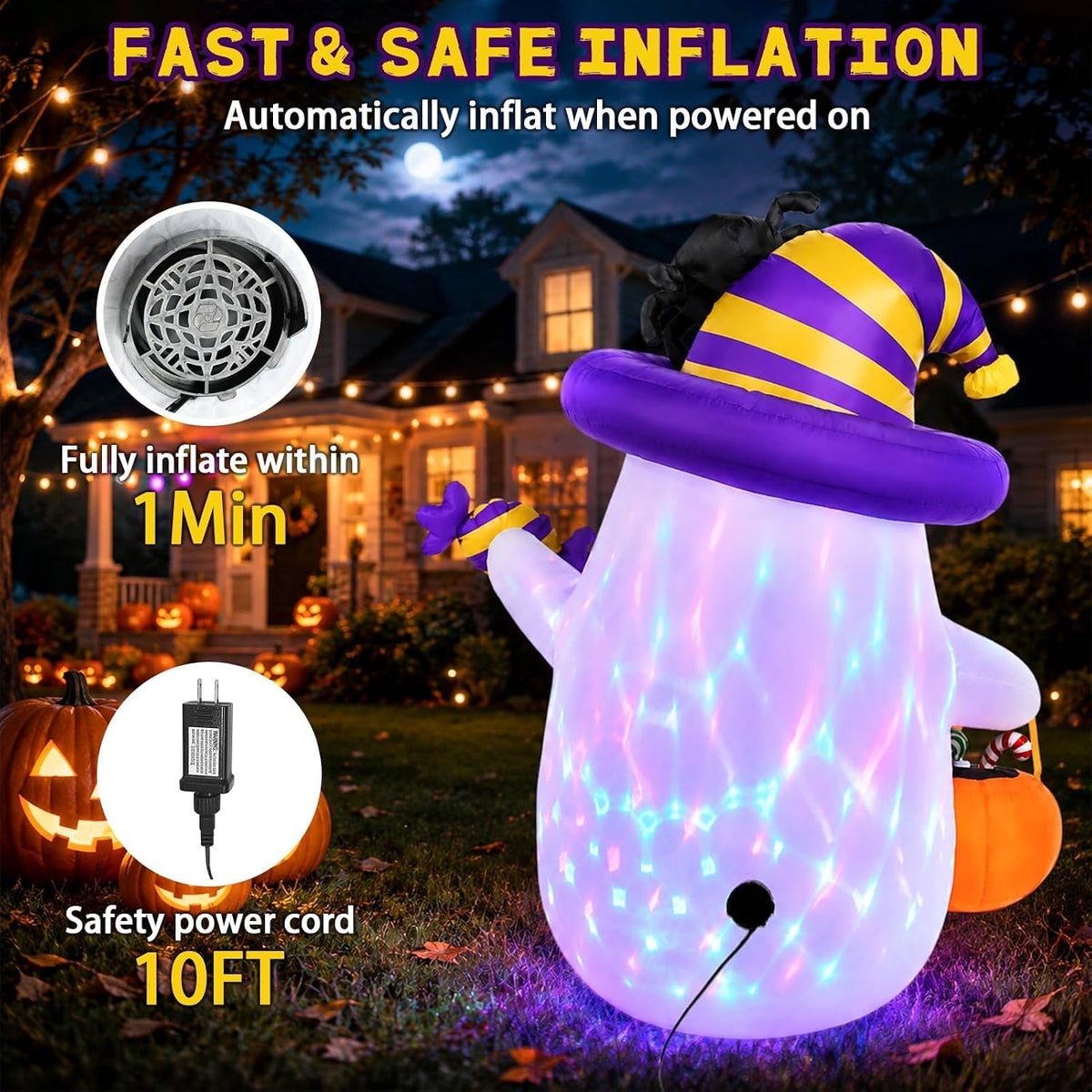Halloween Inflatables Outdoor Decorations, 5FT Ghost Blow Up Yard Dรฉcor