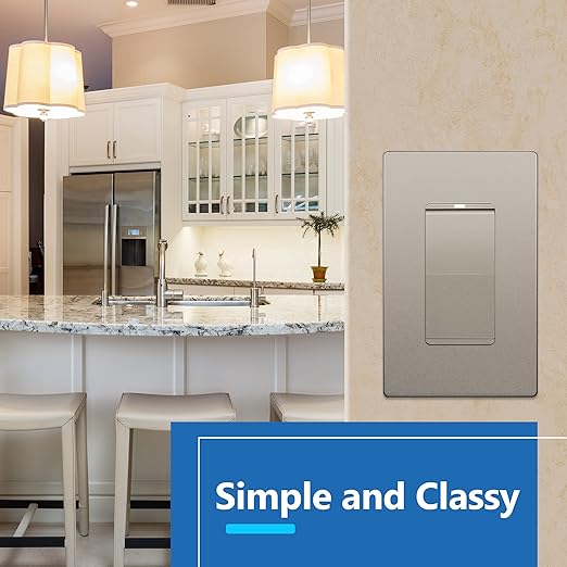 LIDER Minimalist Design Matte Finish Lighted Decorator Switch, Frameless Paddle - Image 6