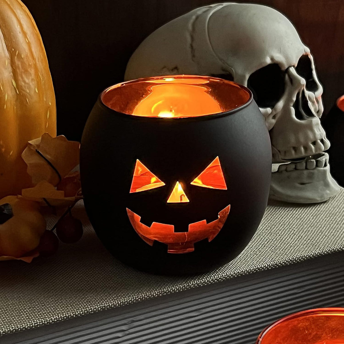 SHMILMH Halloween Table Centerpiece Candle Holders Set of 12, Black and Gold ...