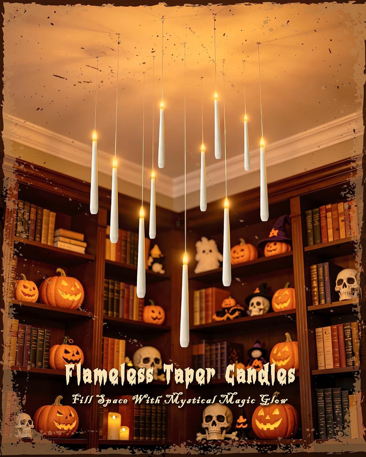30PCS Floating Candles with Wand Remote, Flameless Hanging Taper Candles with...