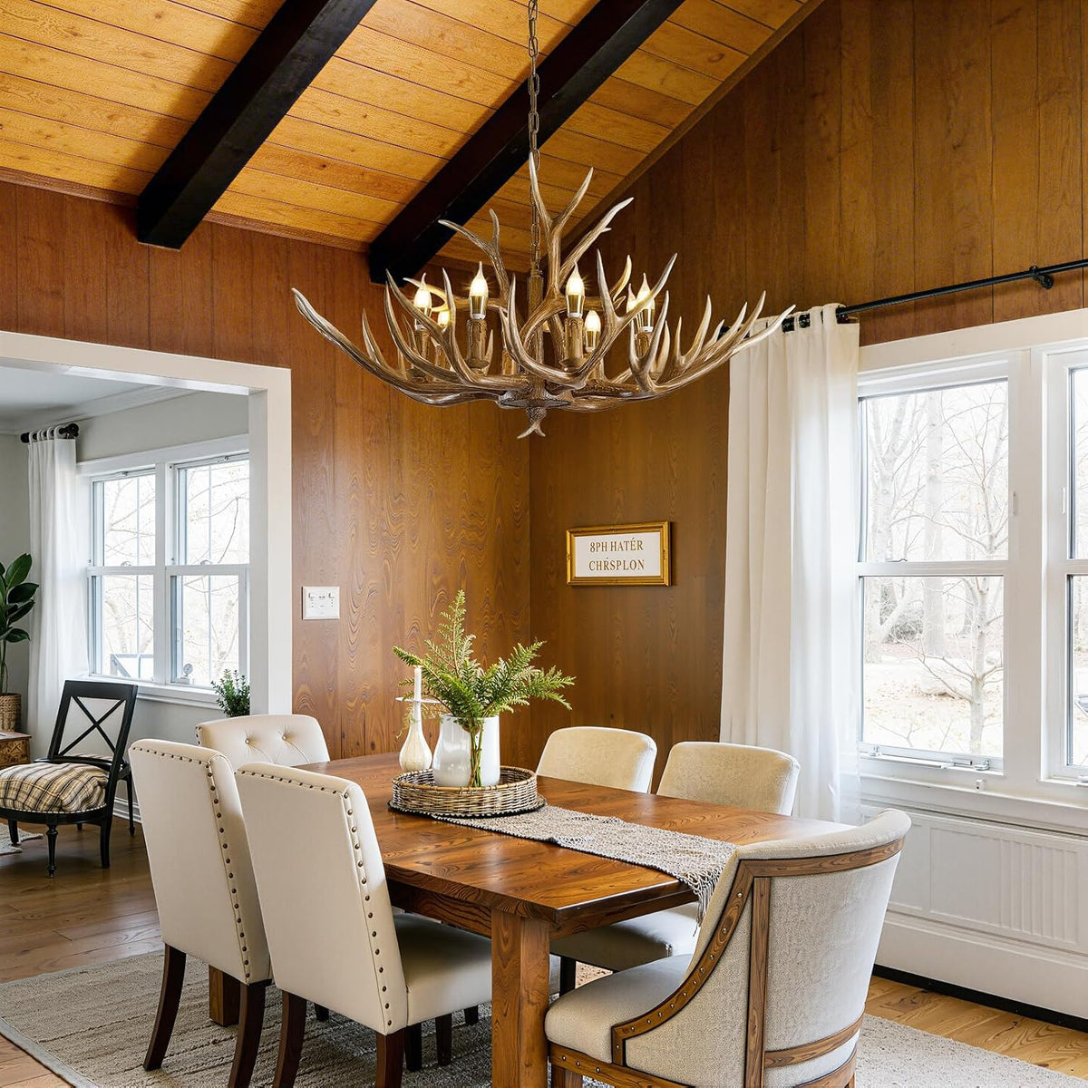 Antlers Chandelier 8 Light,Deer Chandelier Fixtures,Rustic Farmhouse Horn Ant...