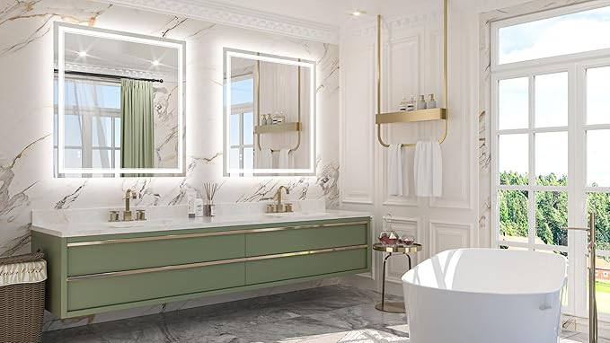Keonjinn 40" x 36" LED Mirror for Bathroom, Frontlit & Backlit Bathroom Mirror - Image 9