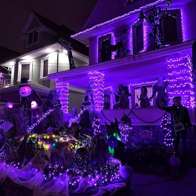 YEGUO 165ft 500 LED Halloween Lights Outdoor Waterproof, 8 Modes Purple Strin...
