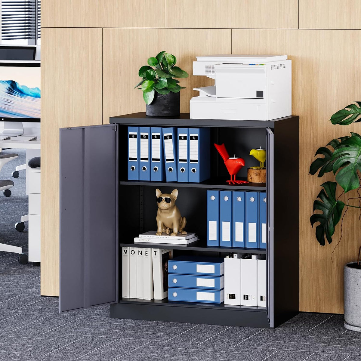 MIIIKO Lockable Storage Cabinet with Lock, Small Metal Garage Storage Cabinet...