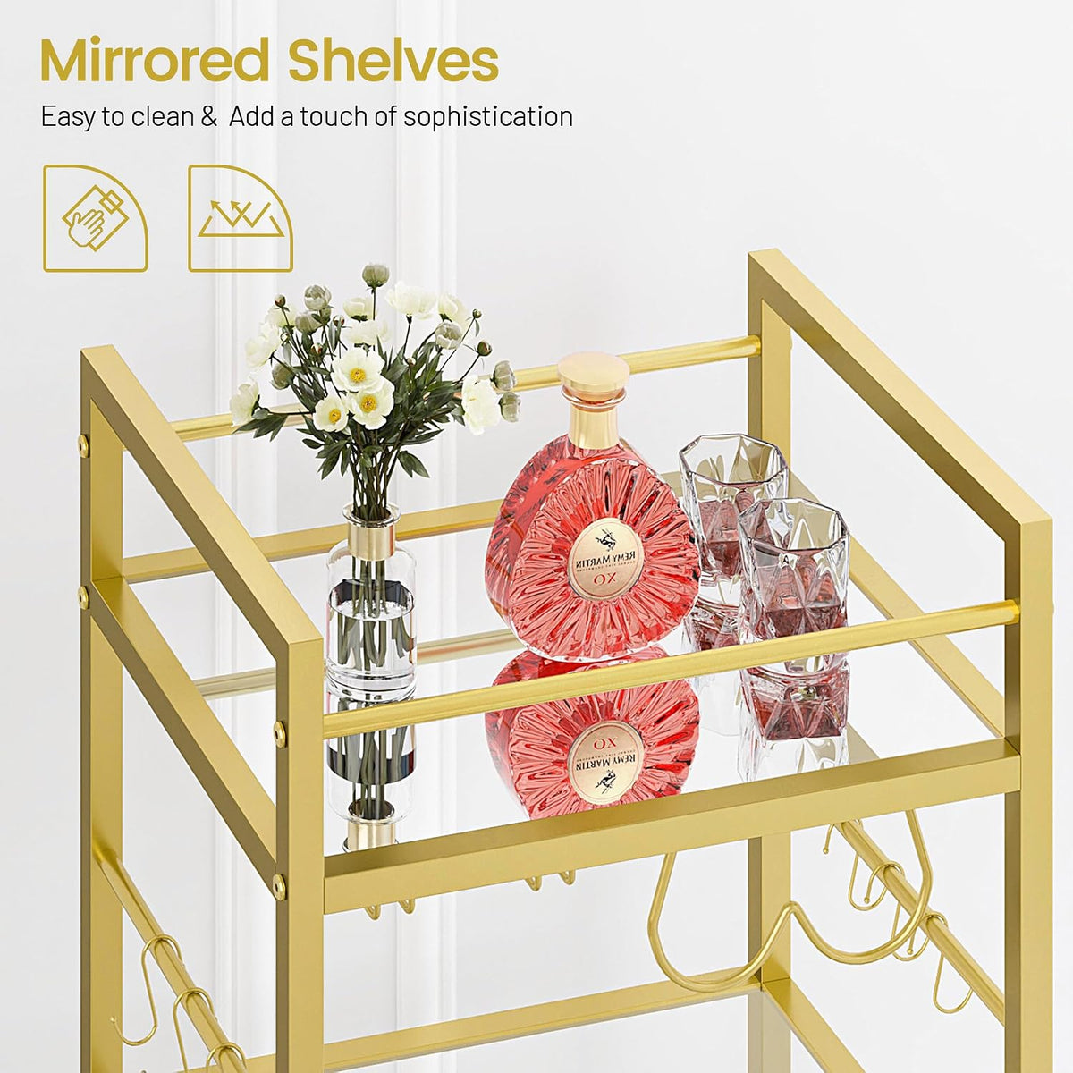 Bar Cart, Serving Cart for Home, Microwave Cart, Drink Cart, Mobile Kitchen S...