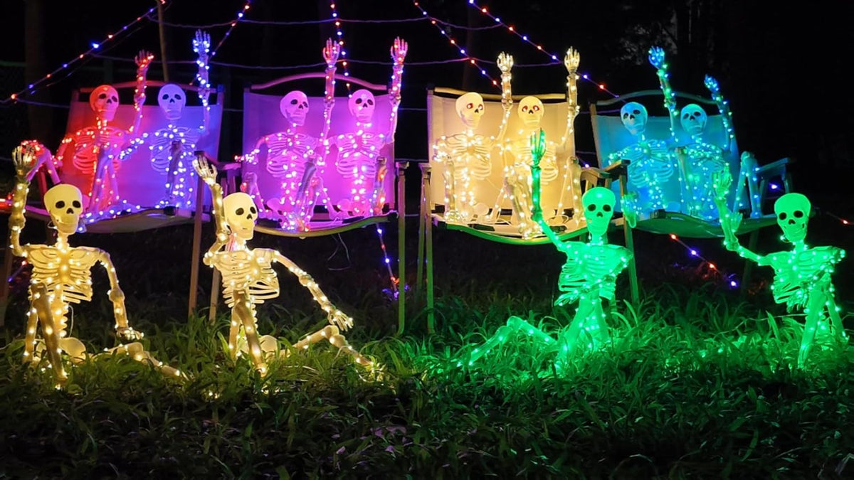 2Pack36 Halloween Light up Skeleton Deco(350 Green Lights,6H autoโOff)