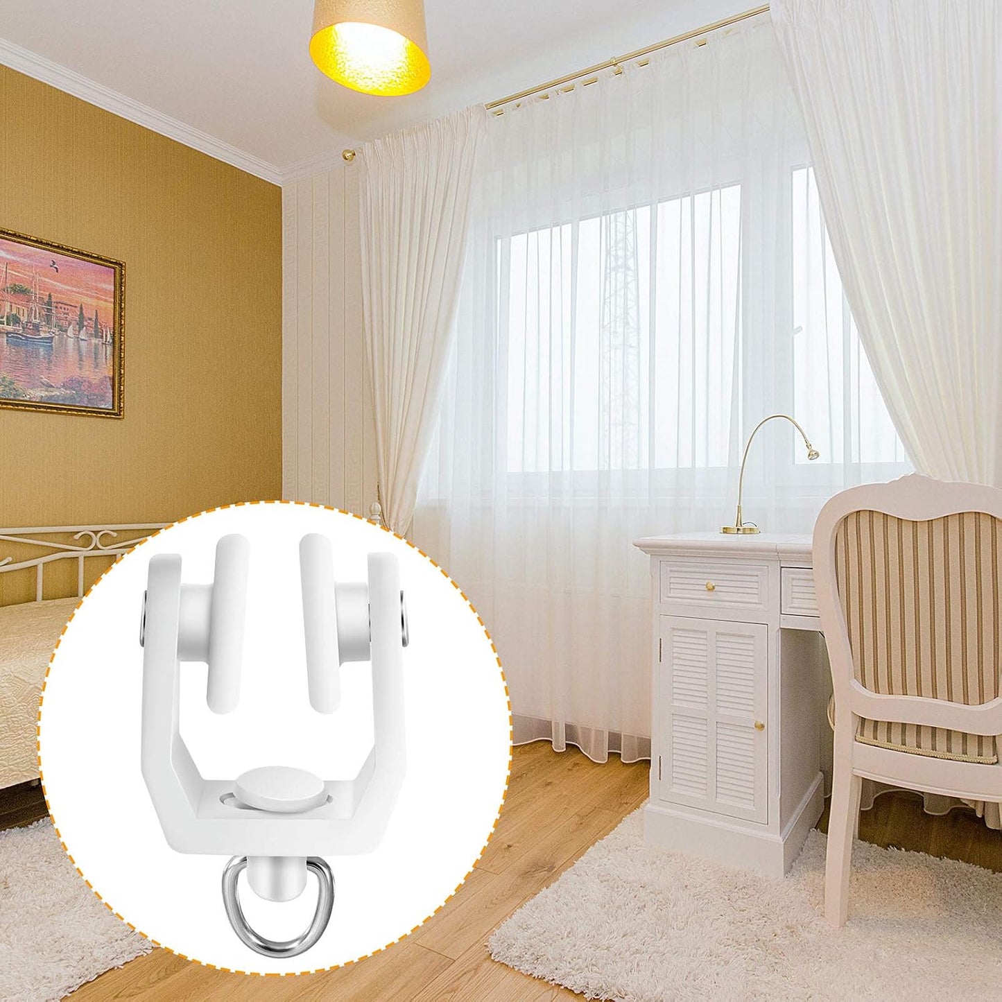 Jetec 25 Pcs Curtain Track Rollers Bulk, Flexible Bendable, White | Suitable for 11 mm Curtain Tracks, Plastic Rail Gliders Hooks Clips, Smooth Gliding for Ceiling Shower Window Room Divider