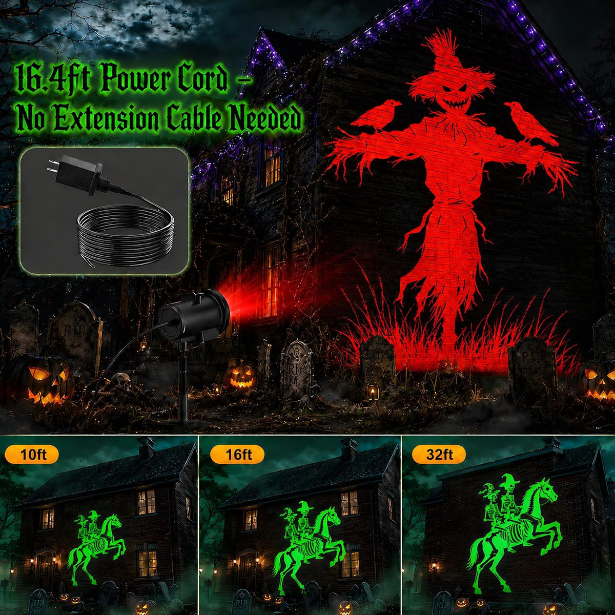 12-in-1 Halloween Projector Lights, Outdoor Dynamic Halloween Projector