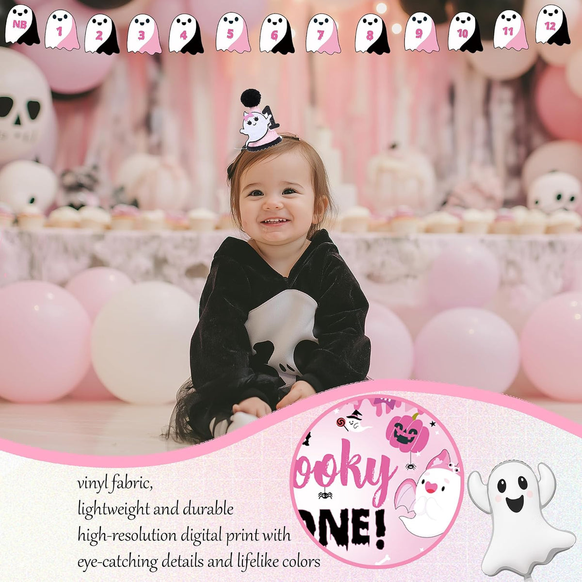 Halloween 1st Birthday Party Decorations,Spooky One Birthday Supplies Decor (...