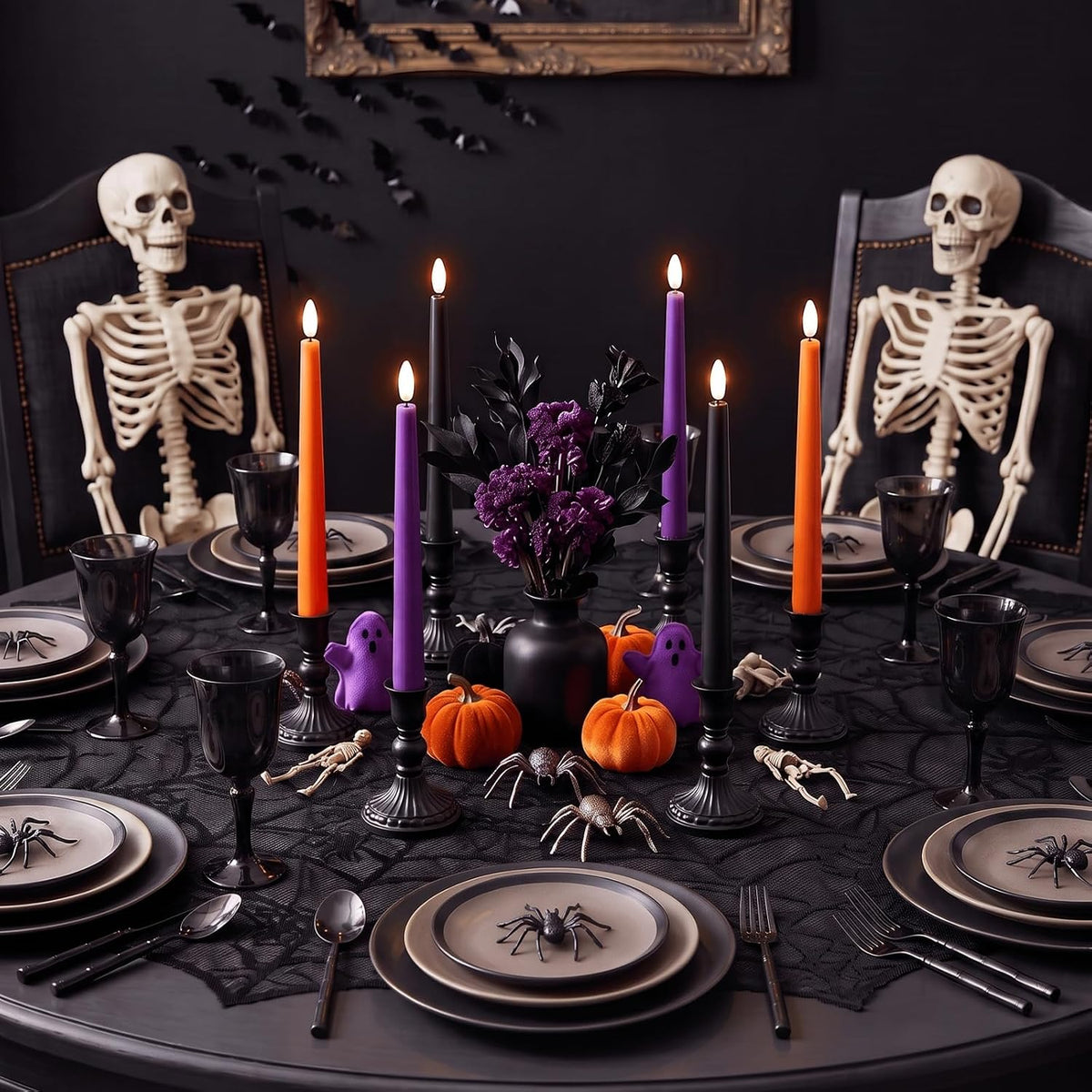 Halloween Decor Indoor, Halloween Decorations, Flameless Taper Candles, 6Pc