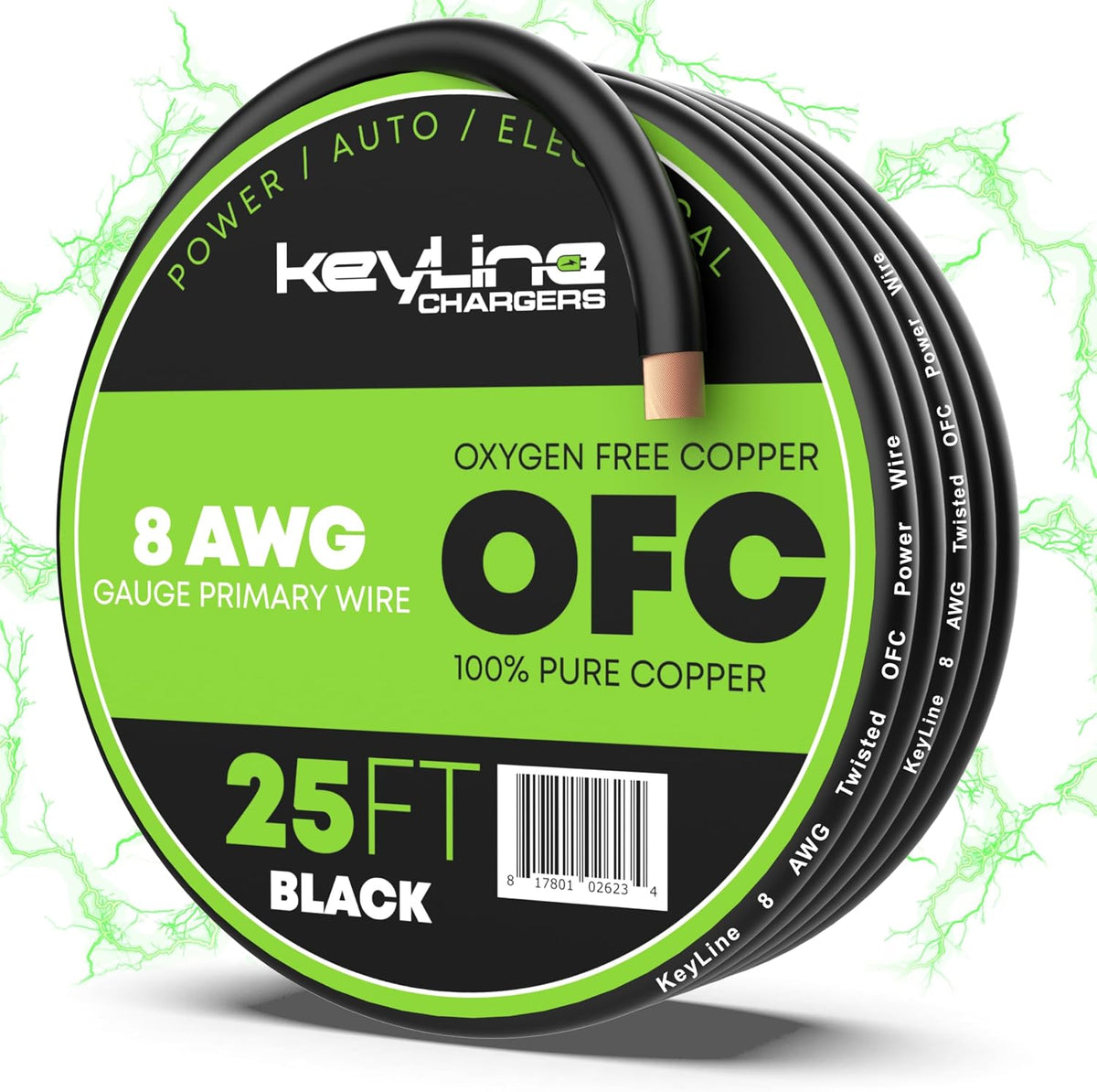 8 Gauge Wire (25ft) AWG Amp Battery Cable for Automotive Electrical Wiring - ...