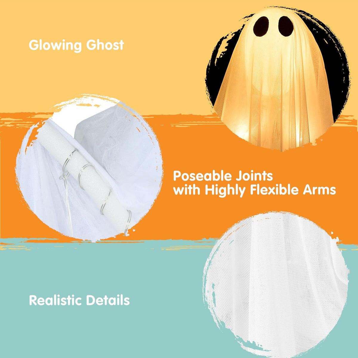 JOYIN 2 Pcs 47โ Halloween Light up Hanging Ghost Decorations Outdoor, Hallowe...