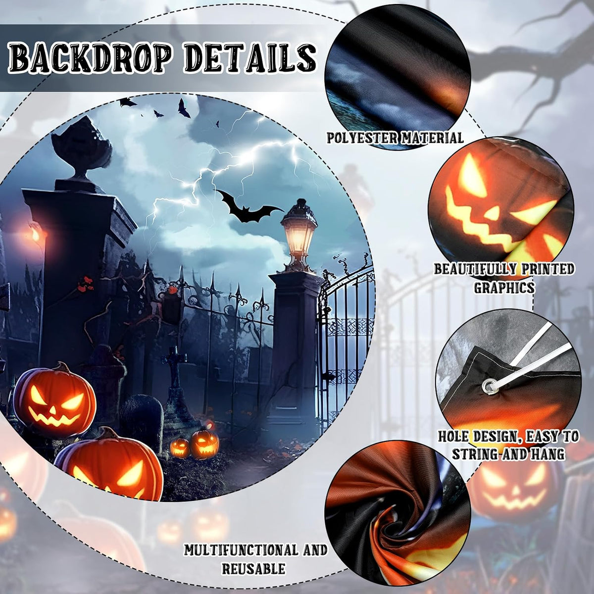 Preboun 8 x 16 ft Halloween Garage Door Banner Cover Decorations