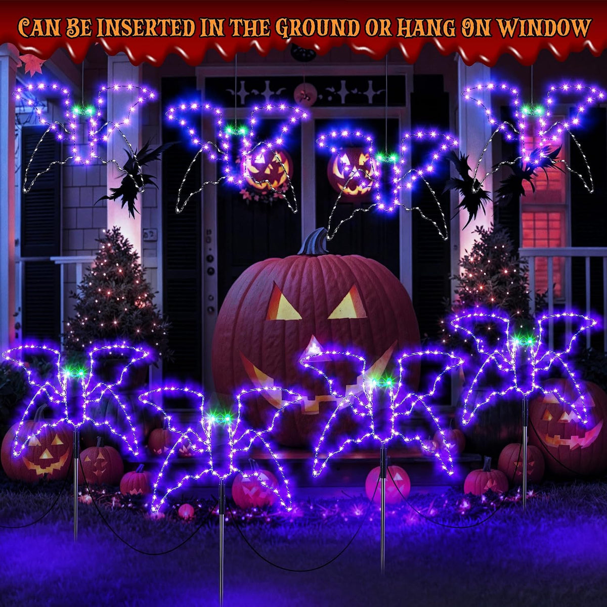 Enhon Halloween Lights Outdoor Decoration, 4 Pack Halloween Walkway Lights, 4...