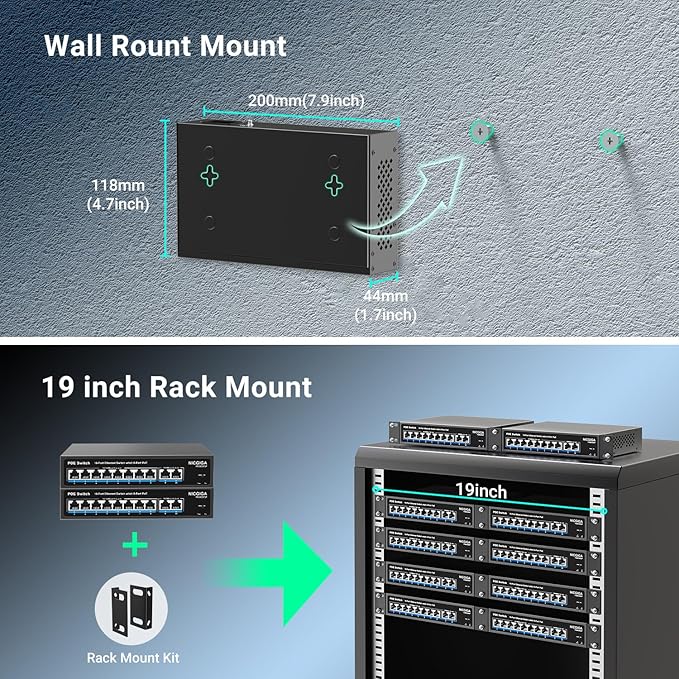 8 Port PoE Switch with 8 Ports 100Mbps PoE+@120W + 2 * Gigabit Uplink Port - Image 7