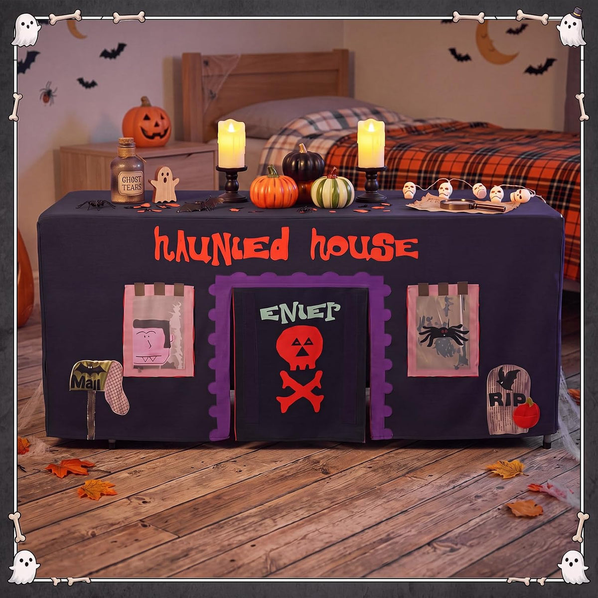 Oudain Large Halloween Haunted House Tablecloth 67 x 25.5 x 40 Inch